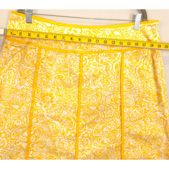Norton A Line Skirt Stretch Side Zip Trim Seaming Women 16W Yellow Floral Summer - Picture 4 of 13